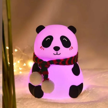🐼 Panda Night Light – 🌈 7-Color LED | 🔌 USB Rechargeable | 🧸 Soft Silicone Lamp for Kids & Adults