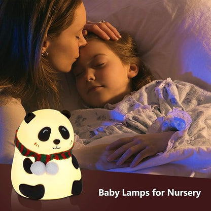 🐼 Panda Night Light – 🌈 7-Color LED | 🔌 USB Rechargeable | 🧸 Soft Silicone Lamp for Kids & Adults